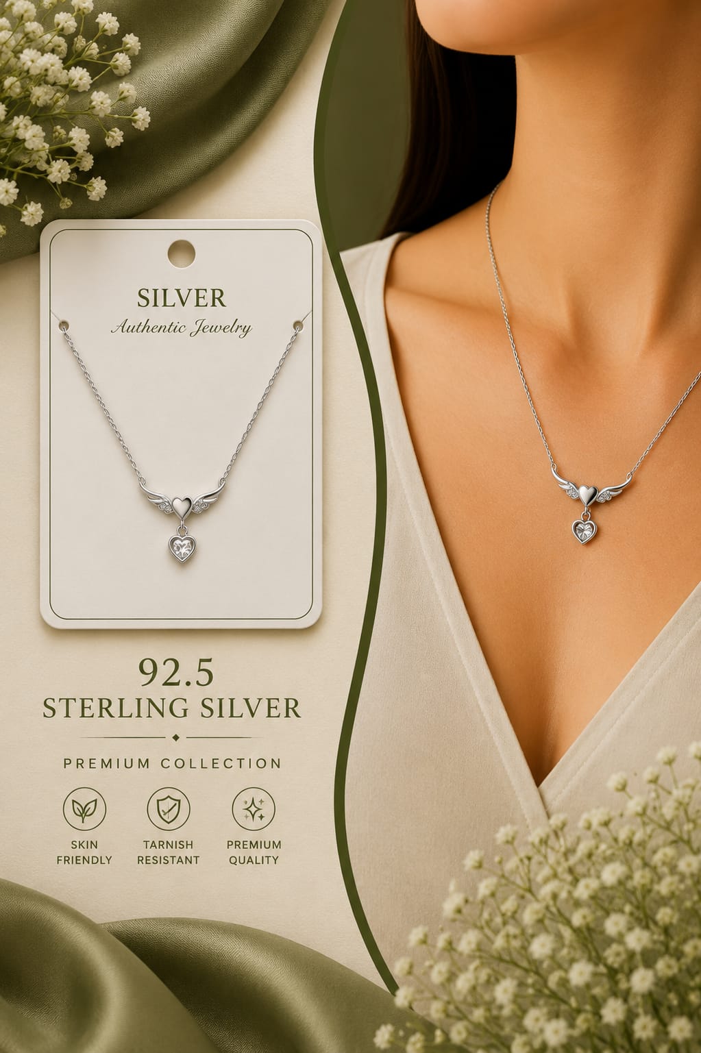 Mokshara Timeless Beauty 92.5 Sterling Silver Pendant & chain