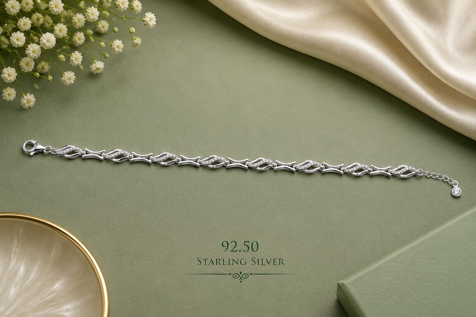925 Sterling Silver Elegant Ladies Lucky Bracelet
