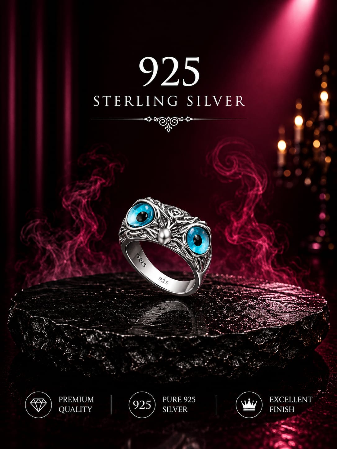 Primium starling silver mens ring