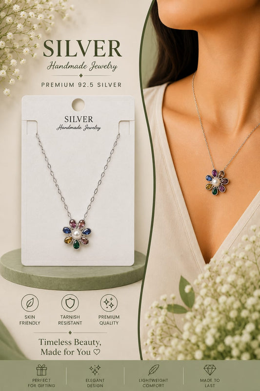 Mokshara Timeless Beauty 92.5 Sterling Silver Pendant & Earring Set