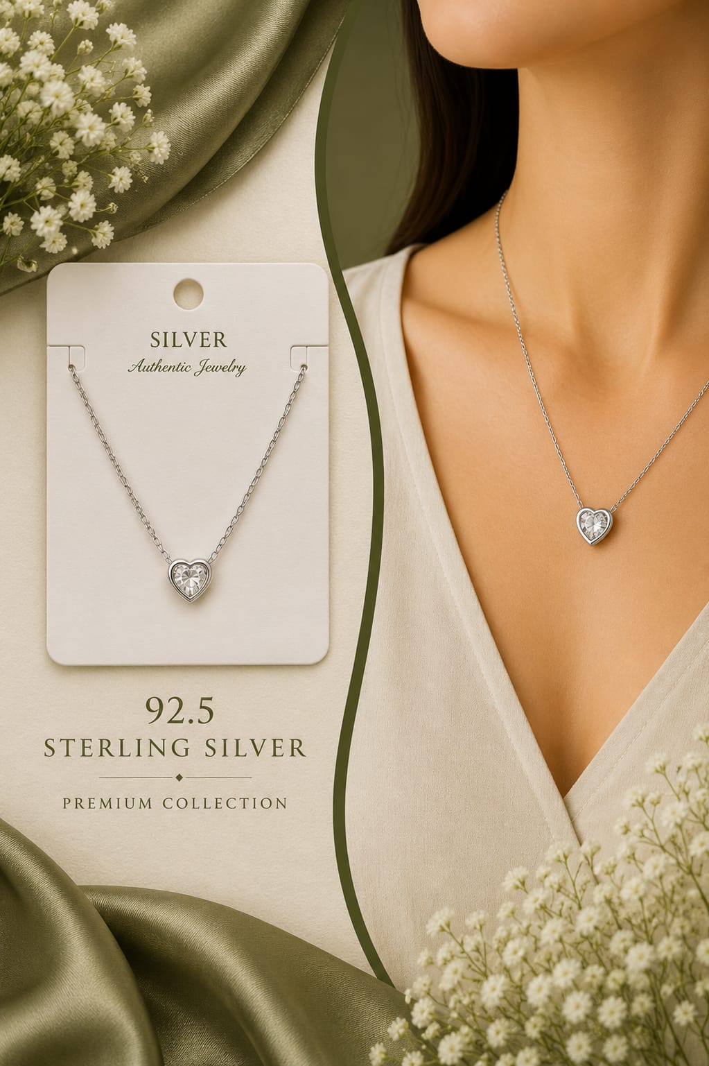 Mokshara Timeless Beauty 92.5 Sterling Silver Pendant & chain